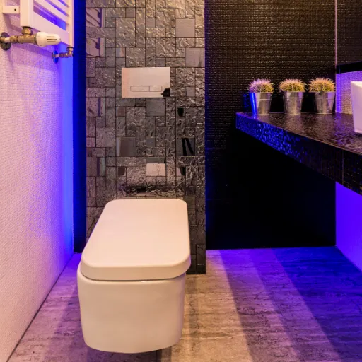 Bathtub with aesthetic lighting